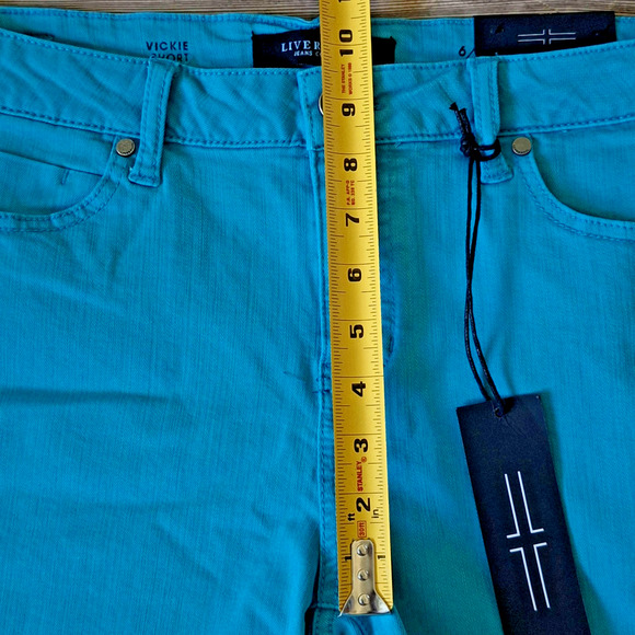 Liverpool Jeans Co VICKIE Mid Rise Shorts Women's 6/28 Turquoise Stretch Denim - Picture 7 of 11